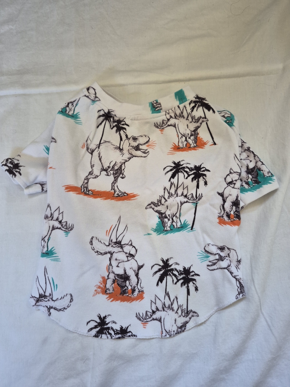 White Dog Tee - Dino Print